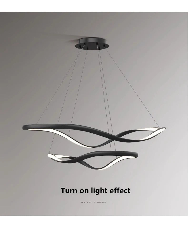 Moderne Golfvormige Ring LED Hanglamp - Circulaire Designer Kroonluchter