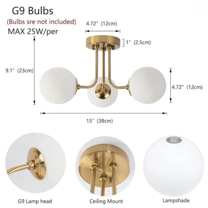 Nordic glazen bol plafondlamp - moderne smeedijzeren plafondlamp voor slaapkamer en gang