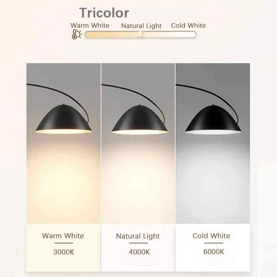 Moderne skandinavische LED-Stehlampe – dreifarbige, dimmbare Angelruten-Optik