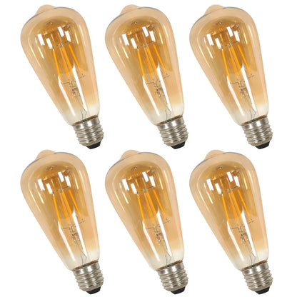 E27 LED Edison-lamp 4W Vintage Retro Filamentlamp ST64 Amberkleurig glas Warm wit 3000K 430LM Energiebesparende decoratieve lamp met antieke schroefvoet