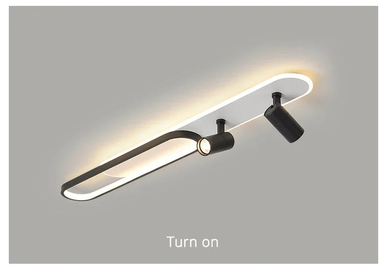 Dimbare led-plafondlamp met spotlight – 60/80/100/120 cm | Zwart, wit of goud