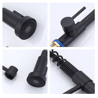 Küchenarmatur aus Edelstahl – Ausziehbarer Federauslauf mit 360°-Drehung | Mattschwarz