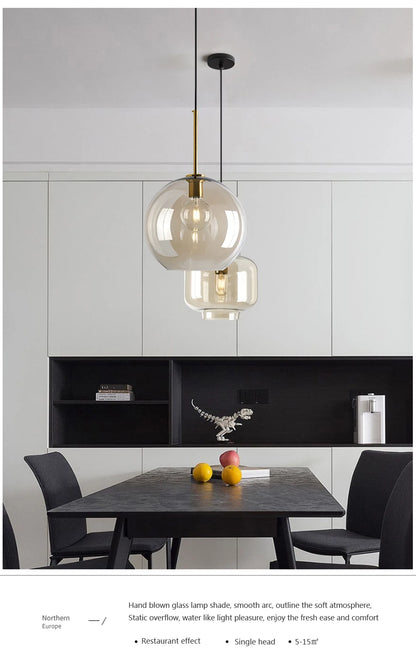 Nordic Loft Glass Stone Pendant Light - Industrial Design