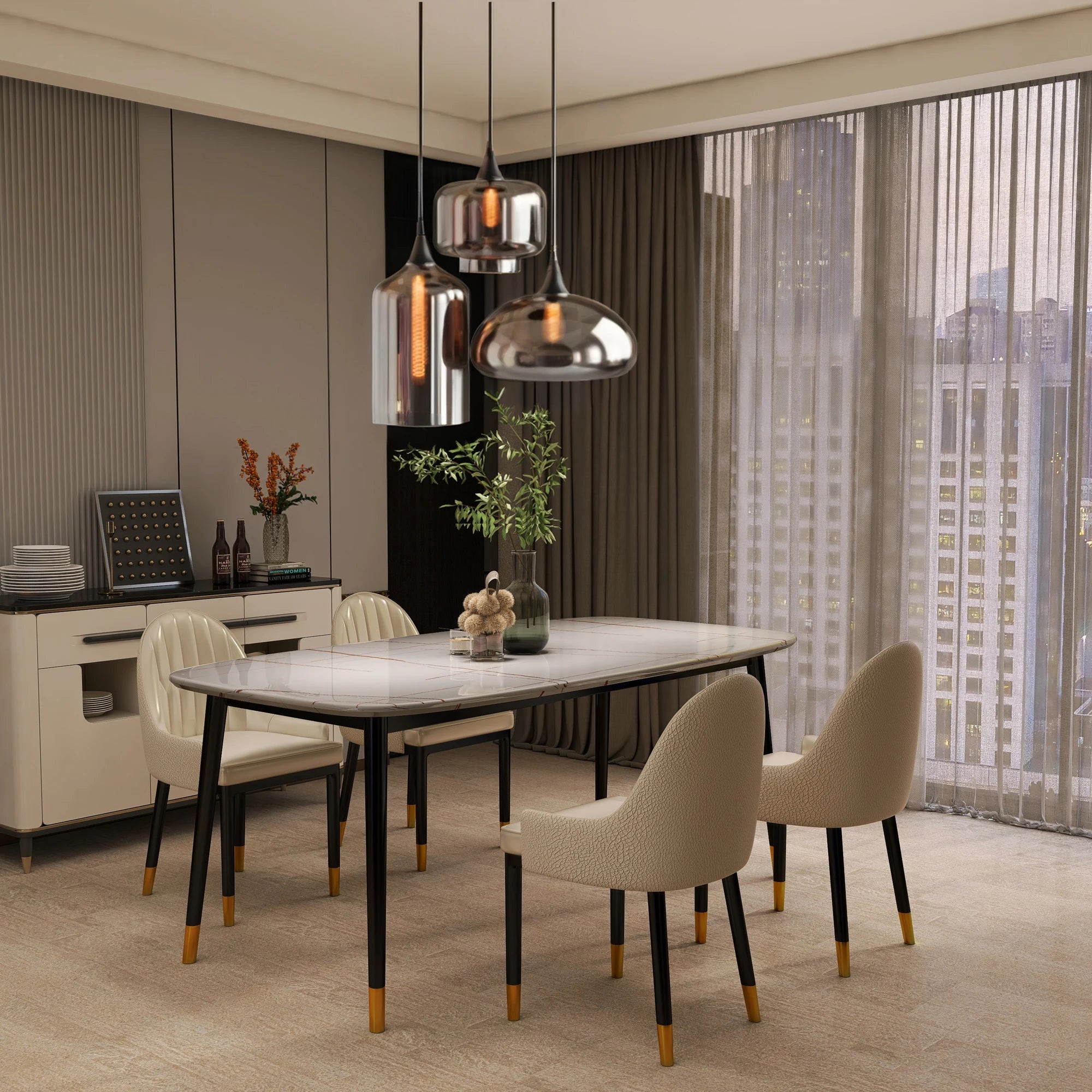 Modern Glass Pendant Chandelier - 3-Light Fixture with Irregular Design