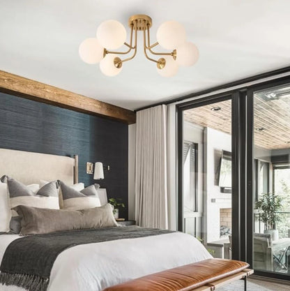 Nordic glazen bol plafondlamp - moderne smeedijzeren plafondlamp voor slaapkamer en gang