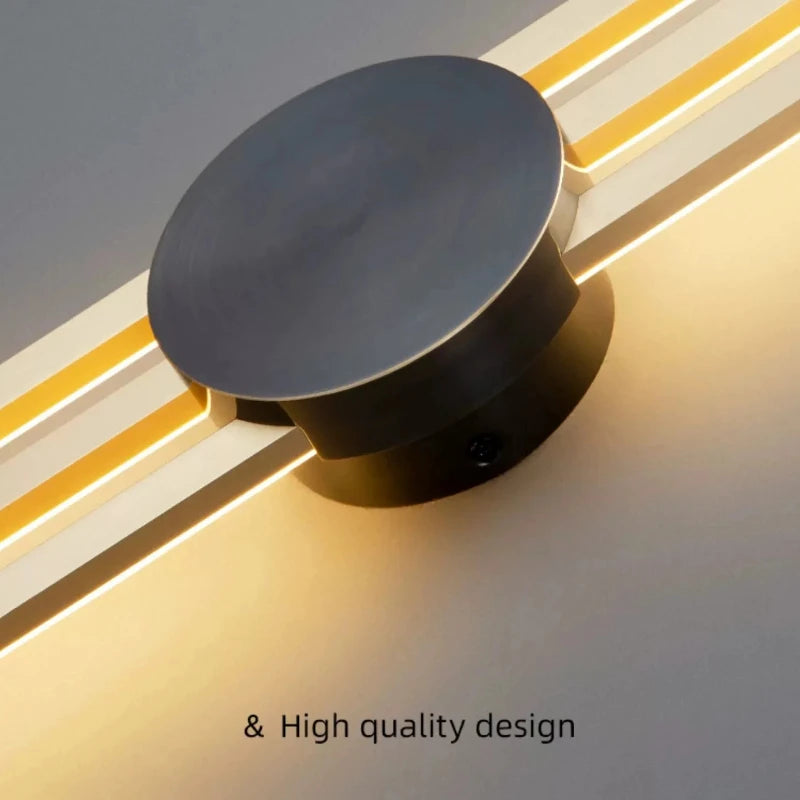 Moderne lange wandlamp - Luxe zwarte en gouden LED-wandlamp | Slaapkamer, hal, woonkamer