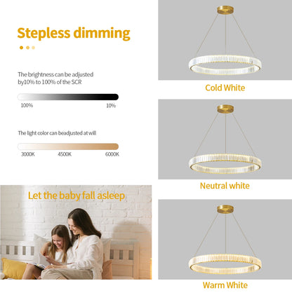 Kristallen kroonluchter met dubbele ringen 55 cm - Hanglamp