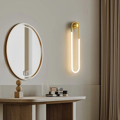 U-vormige LED Wandlamp – Art Deco Design | Koper of Zwart