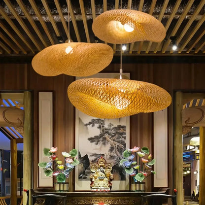 Hand-Woven Bamboo Pendant Light - Natural Rattan Chandelier