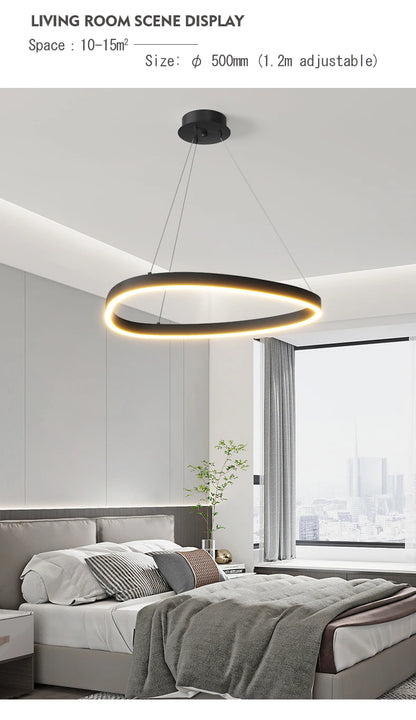 LED-Ring-Kronleuchter – Moderne Pendelleuchte für Wohnzimmer, Schlafzimmer und Esszimmer