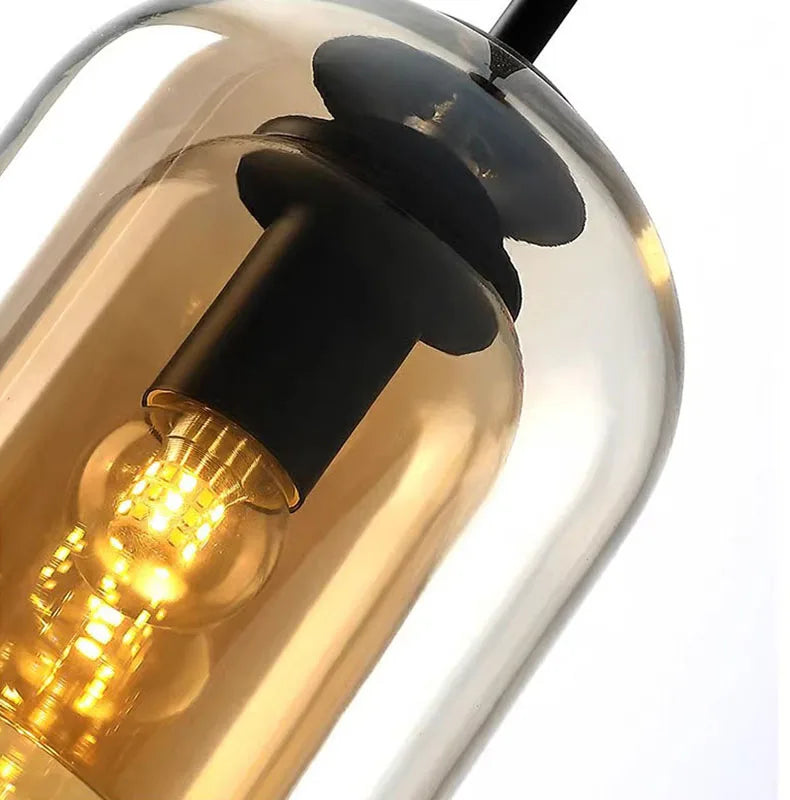 Moderne Hanglamp – Glas & IJzer, 1 of 3 Koppen, Dimbaar