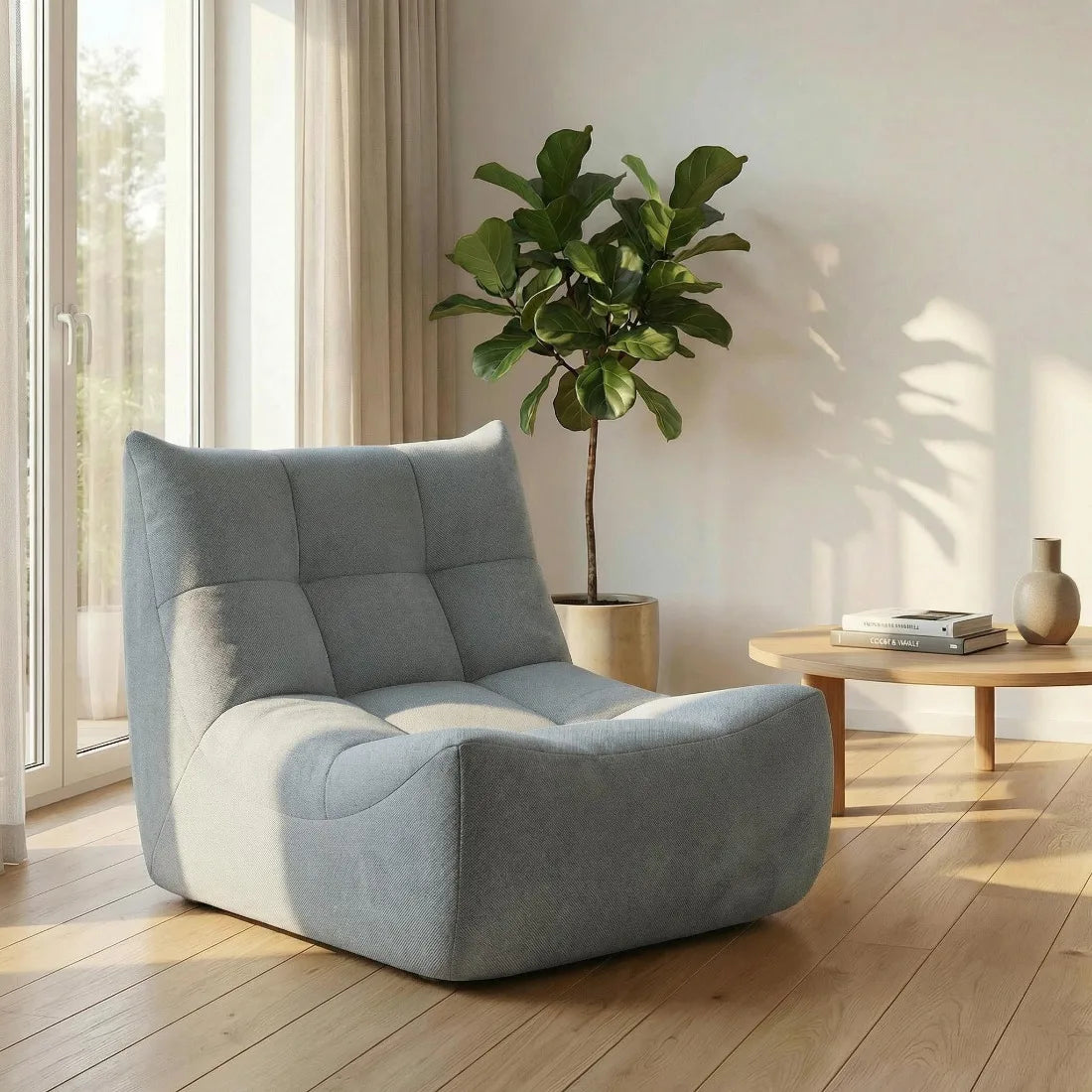 Relaxstoel Wagrex fauteuil Loungestoel – Schuim met hoge dichtheid, Chenillestof 96x71,5x77cm