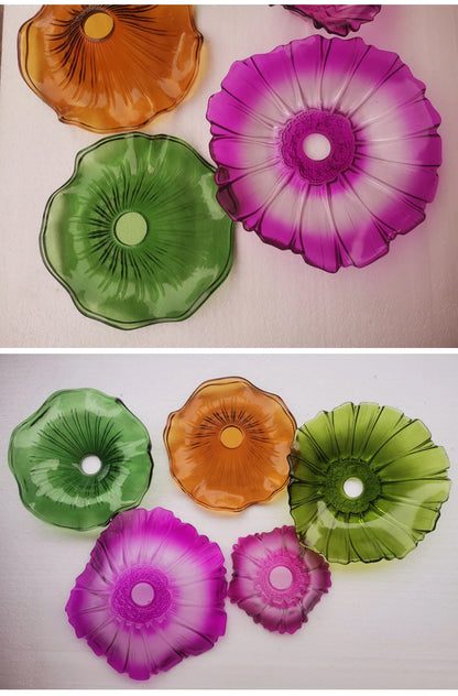 Bloemen glazen hanglamp - koperen plafondkroonluchter