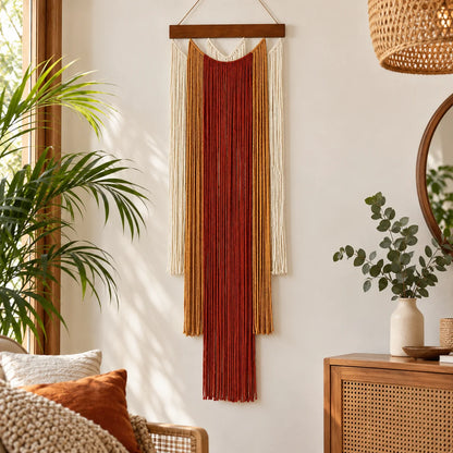 Groene Macramé Wanddecoratie met Boho Franje
