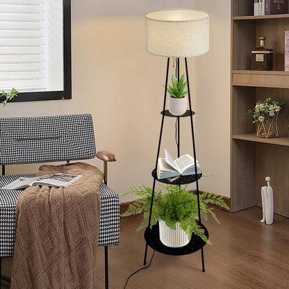 Moderne staande lamp met 3-laags plank - E27 staande lamp met opbergruimte