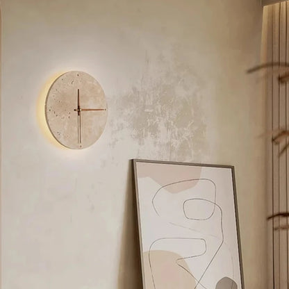 Round Stone LED Wall clock Sconce – Wabi Sabi, 23 or 30 cm