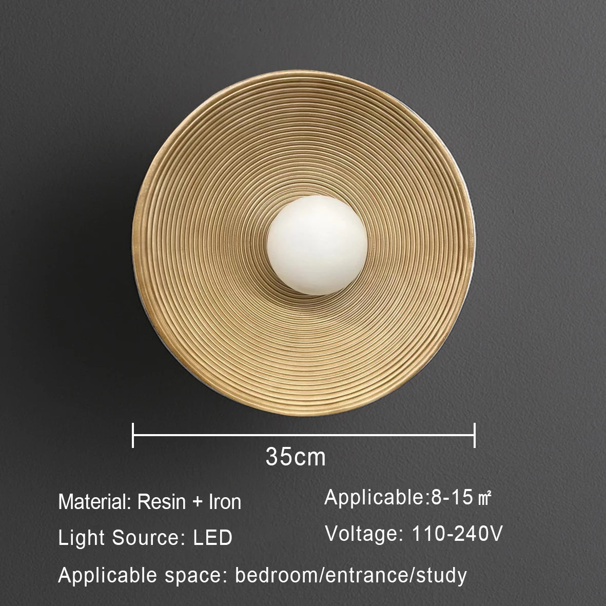 Luna ronde wandlamp - Wabi-Sabi harslamp