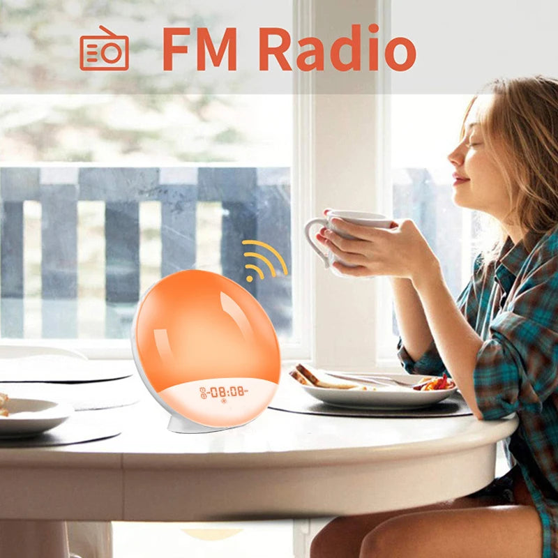 Sonnenaufgangswecker mit Wecklicht – Digitaluhr mit FM-Radio und Nachtlicht