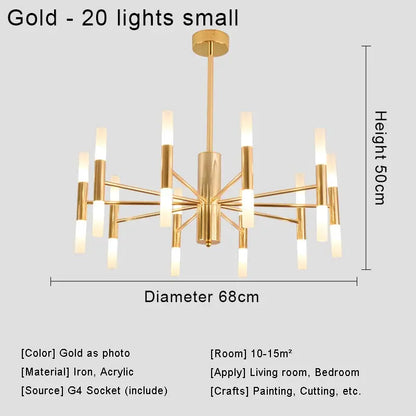 Moderne LED-Pendelleuchte im nordischen Design – G4-Kronleuchter Schwarz/Gold