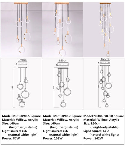 Deckenleuchter aus Holz – Moderne Pendelleuchte für Wohnzimmer, Schlafzimmer und Esszimmer