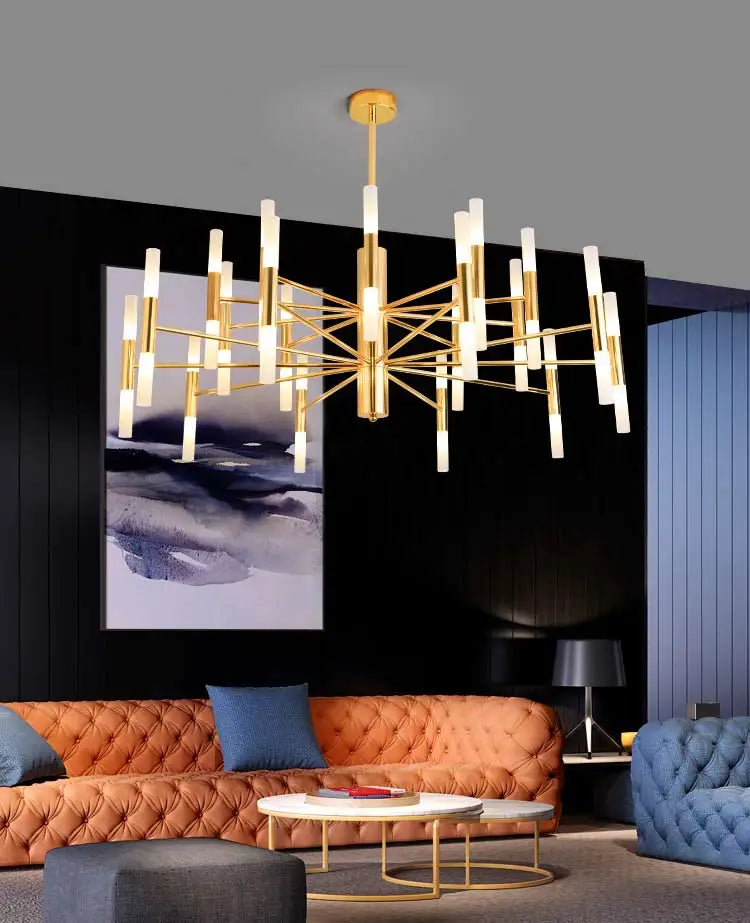 Moderne LED-Pendelleuchte im nordischen Design – G4-Kronleuchter Schwarz/Gold