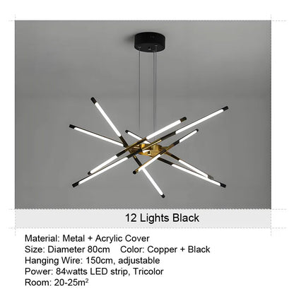LED Buishanglamp - 12 Lichts - Zwart
