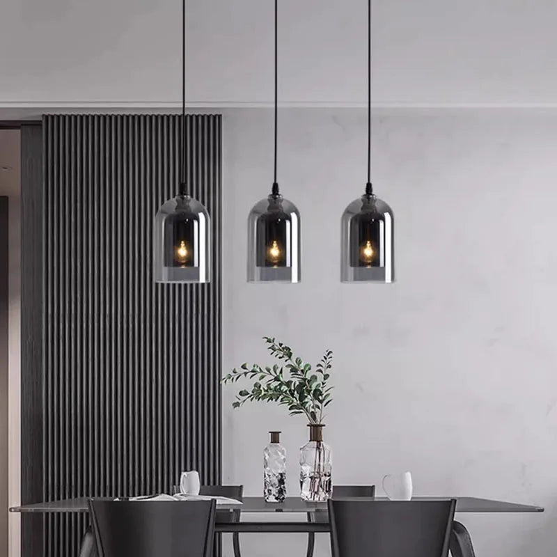 Moderne Hanglamp – Glas & IJzer, 1 of 3 Koppen, Dimbaar