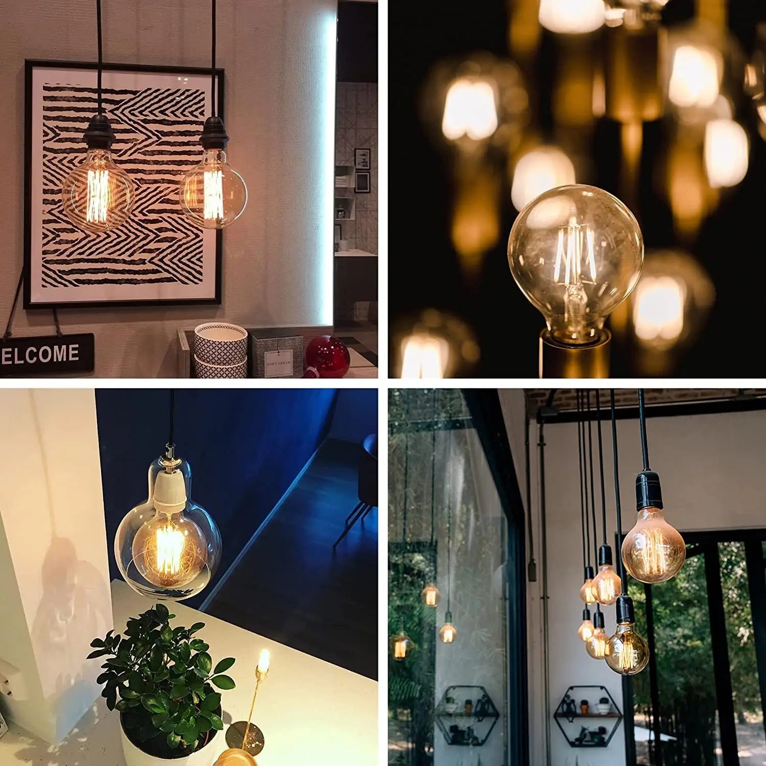 G80 LED Edison-lamp E27 dimbaar 10W vintage bolvormige lamp warm wit 2700K amberkleurig glas retro gloeidraad decoratieve lamp 220V energiebesparend