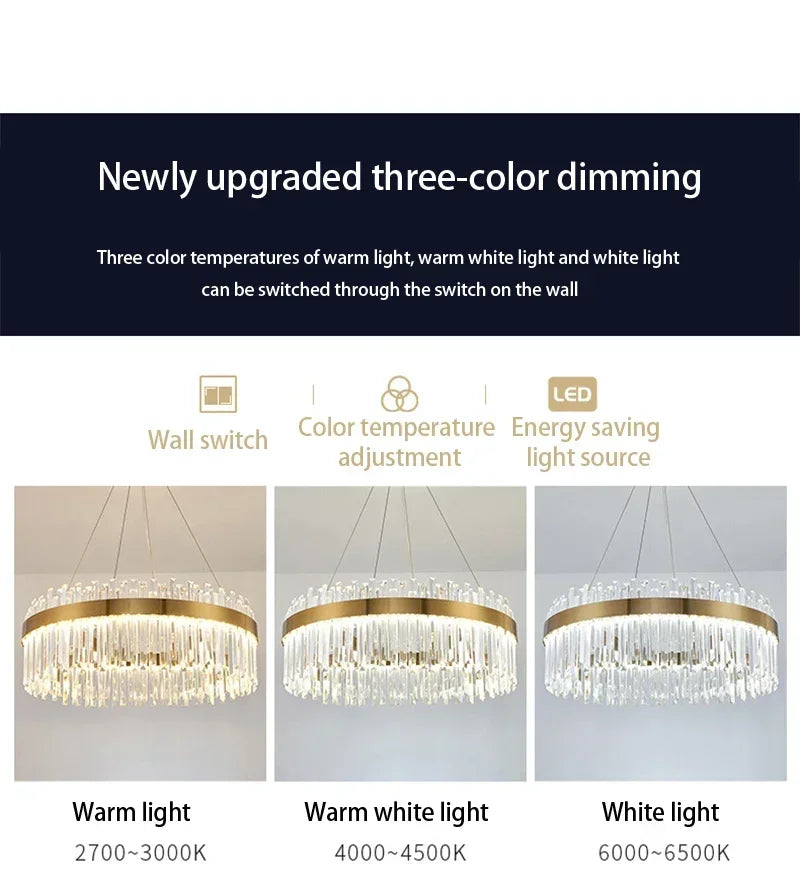 Luxe kristallen kroonluchter - Nordic moderne gouden hanglamp voor woonkamer en eetkamer