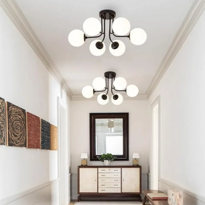 Nordic glazen bol plafondlamp - moderne smeedijzeren plafondlamp voor slaapkamer en gang