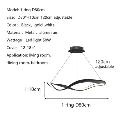 Moderne Golfvormige Ring LED Hanglamp - Circulaire Designer Kroonluchter