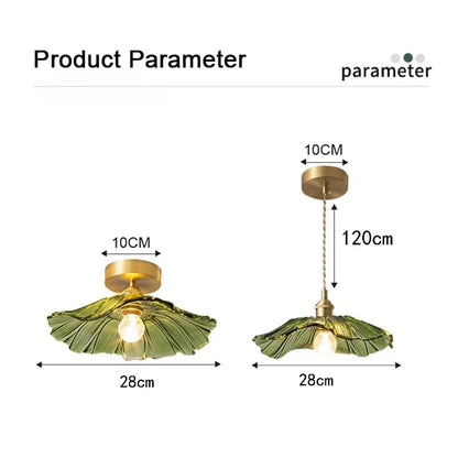 Bloemen glazen hanglamp - koperen plafondkroonluchter