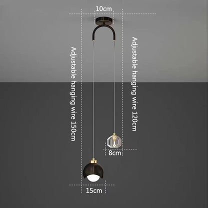 Boogarm Kristallen Hanglamp – Zwart & Goud