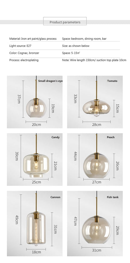 Nordic Loft Glass Stone Pendant Light - Industrial Design