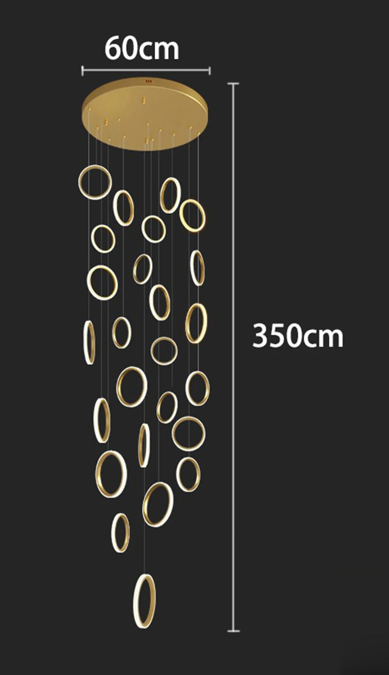 Treppenhaus-Kronleuchter mit Kristallring – Modern für Treppenhäuser und hohe Decken
