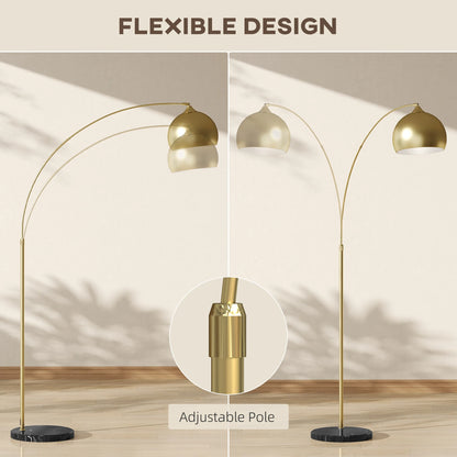 Verstelbare boogvormige vloerlamp - Moderne gouden staande lamp met voetbediening