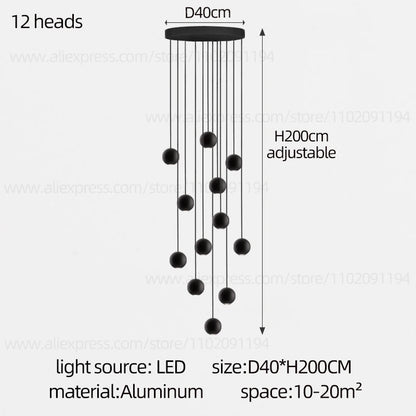 Moderne LED ronde hangkroonluchter - meerlichts trappenhuisarmatuur