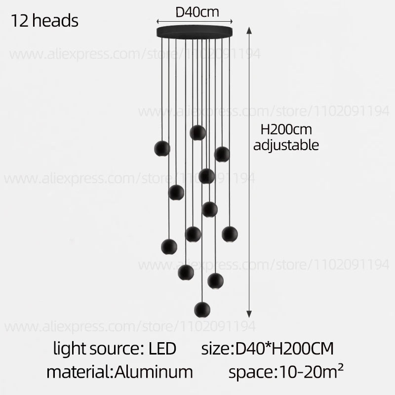 Moderne LED ronde hangkroonluchter - meerlichts trappenhuisarmatuur