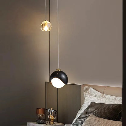 Boogarm Kristallen Hanglamp – Zwart & Goud