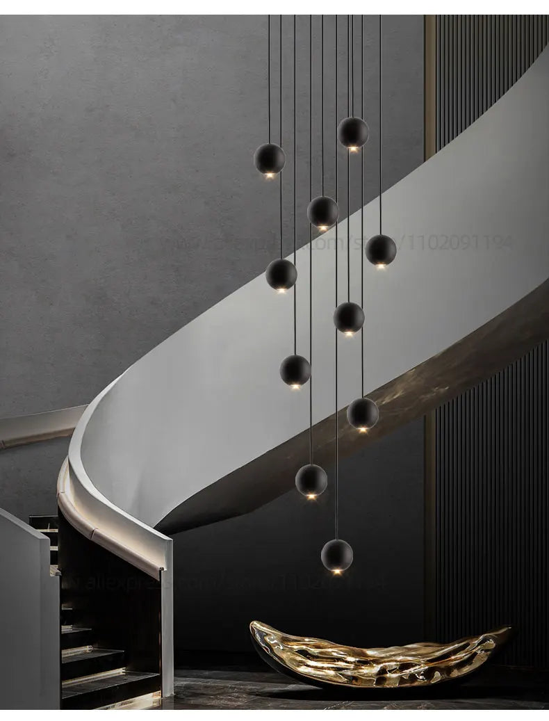 Moderne LED ronde hangkroonluchter - meerlichts trappenhuisarmatuur