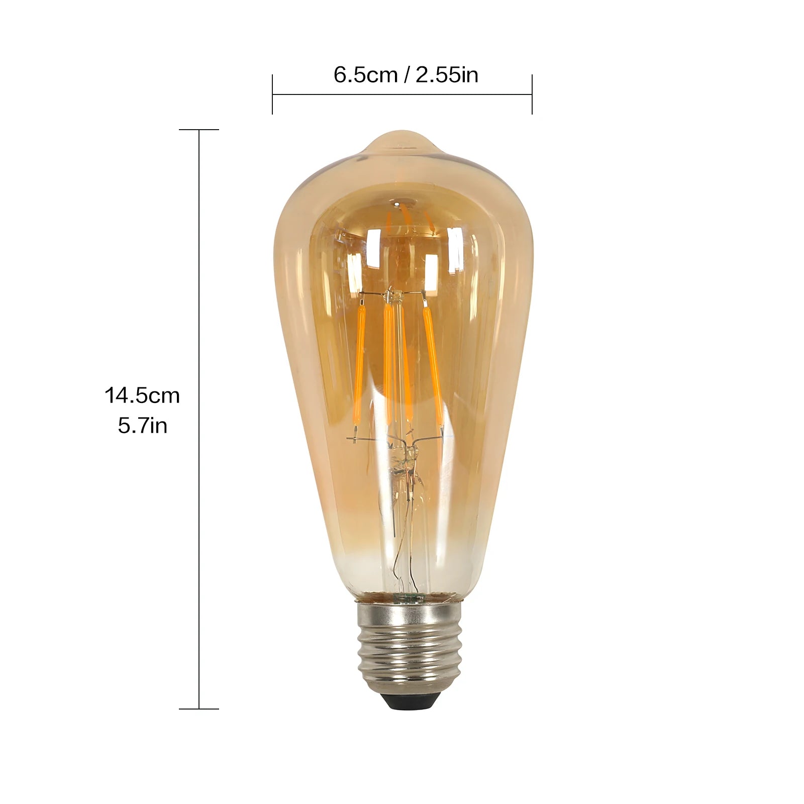 E27 LED Edison-lamp 4W Vintage Retro Filamentlamp ST64 Amberkleurig glas Warm wit 3000K 430LM Energiebesparende decoratieve lamp met antieke schroefvoet