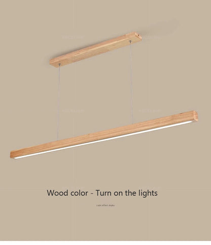 LED hanglamp - lange houten strip - keukeneilandverlichting