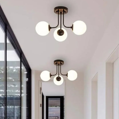 Nordic glazen bol plafondlamp - moderne smeedijzeren plafondlamp voor slaapkamer en gang