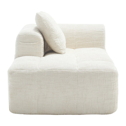 Luxe beige chenille chaise longue bank - 2-zits met opbergvakken 