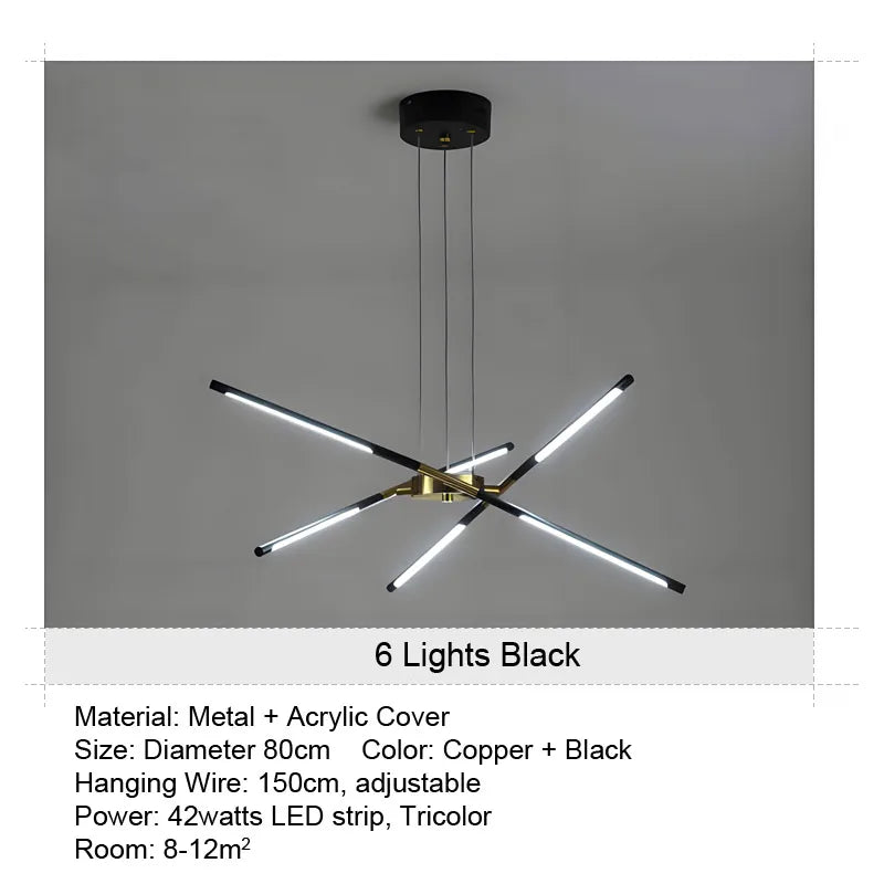 LED Buishanglamp - 12 Lichts - Zwart