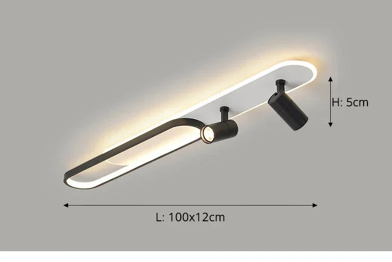 Dimbare led-plafondlamp met spotlight – 60/80/100/120 cm | Zwart, wit of goud