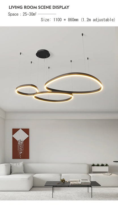 LED-Ring-Kronleuchter – Moderne Pendelleuchte für Wohnzimmer, Schlafzimmer und Esszimmer