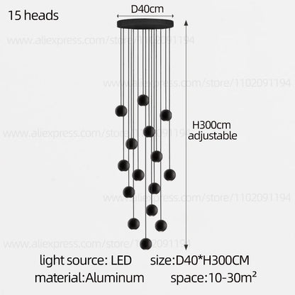 Moderne LED ronde hangkroonluchter - meerlichts trappenhuisarmatuur