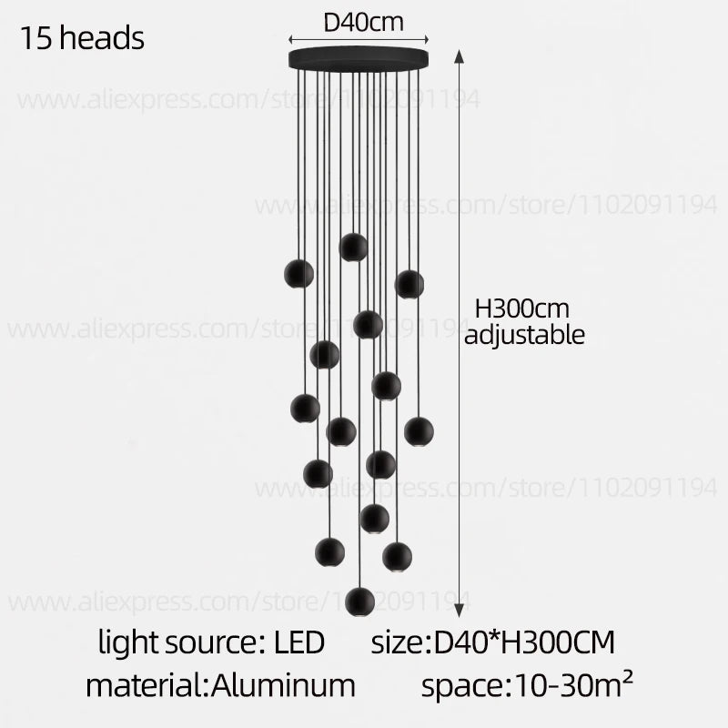 Moderne LED ronde hangkroonluchter - meerlichts trappenhuisarmatuur