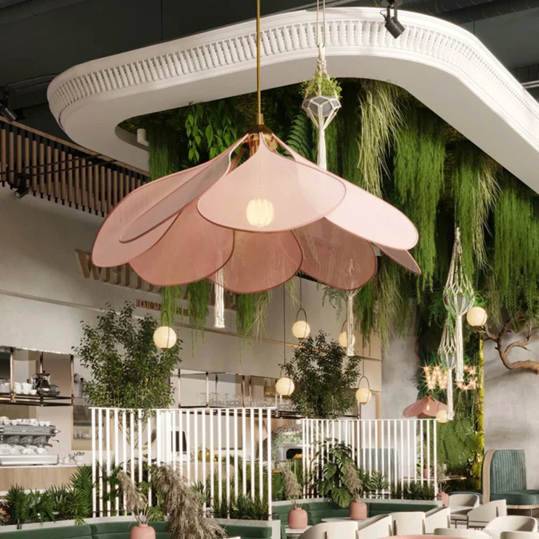 Samsarah Petal Fabric Pendant Light – Decorative LED Chandelier
